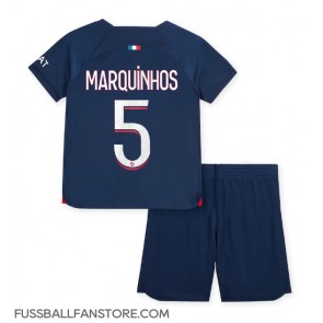 Paris Saint-Germain Marquinhos #5 Replik Heimtrikot Kinder 2023-24 Kurzarm (+ Kurze Hosen)